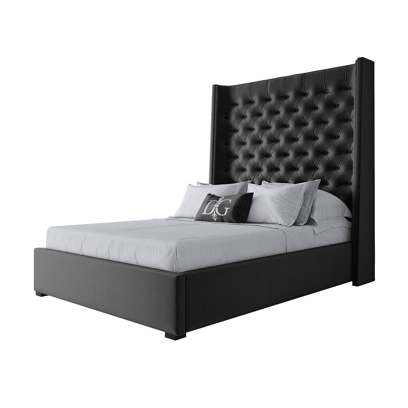 Кровать подростковая с каретной стяжкой 140х200 черная Jackie King - изображение 2