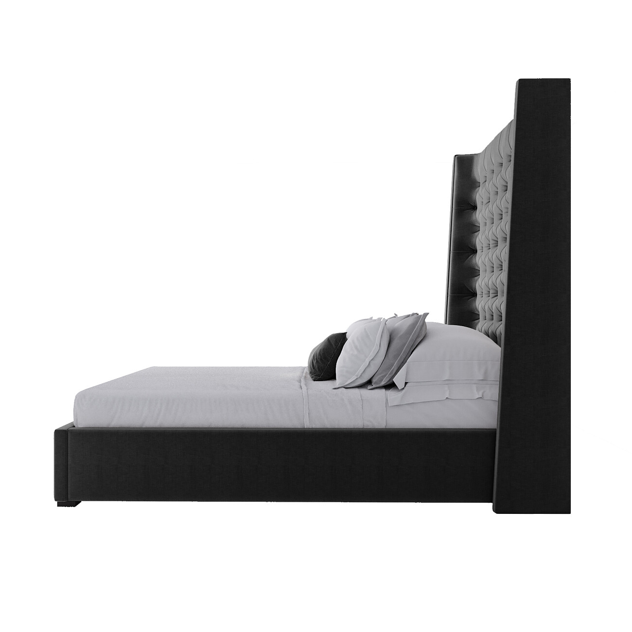 Кровать подростковая с каретной стяжкой 140х200 черная Jackie King - изображение 3