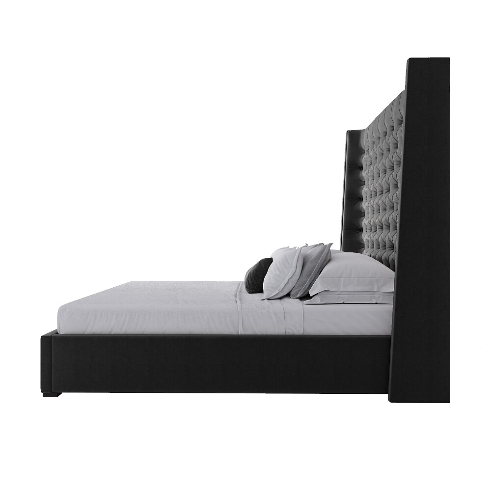 Кровать двуспальная с мягким изголовьем 180х200 см черная Jackie King