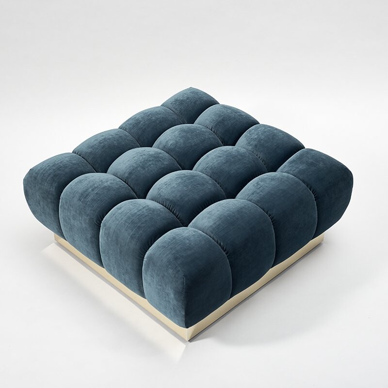 Пуфик квадратный синий со стежкой 90 см Bubble - изображение 5