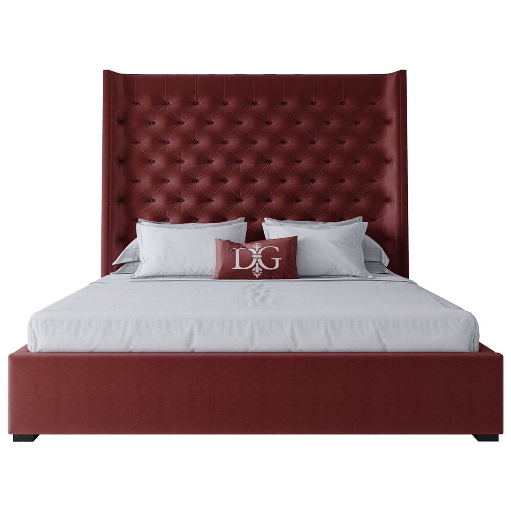 Кровать двуспальная с мягким изголовьем 180х200 см красная Jackie King