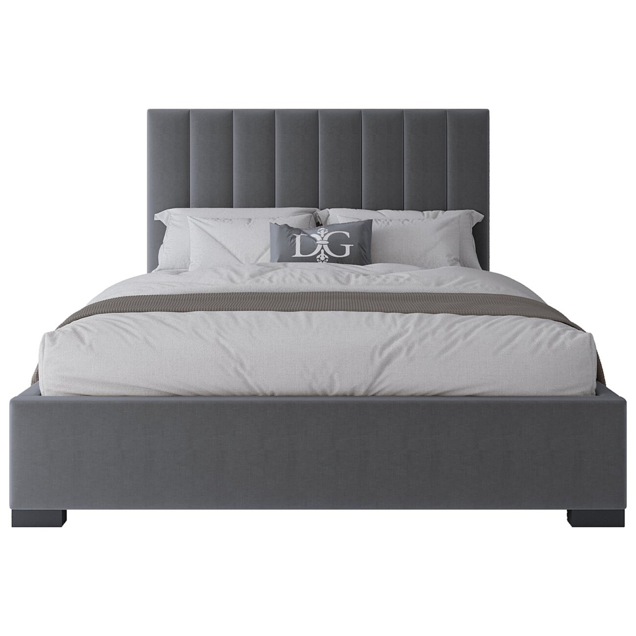 Кровать двуспальная 160х200 серая Launa - изображение 2