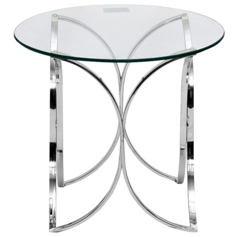 Приставной столик стеклянный с ножками хром 60 см Plano
