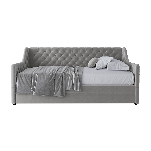 Диван-кровать 90х200 см с двумя выдвижными ящиками серый Klick - изображение 1