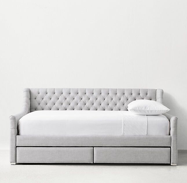 Диван-кровать 90х200 см с двумя выдвижными ящиками серый Klick - изображение 3