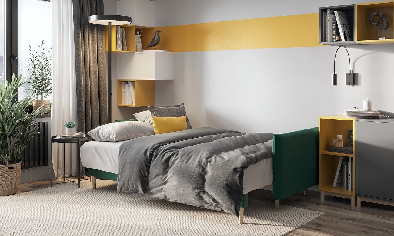 Диван-кровать трехместный прямой зеленый "Сканди" - изображение 3