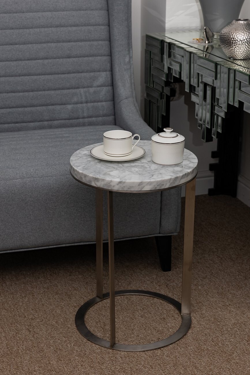 Кофейный столик на металлических ножках "Белый мрамор" - изображение 2