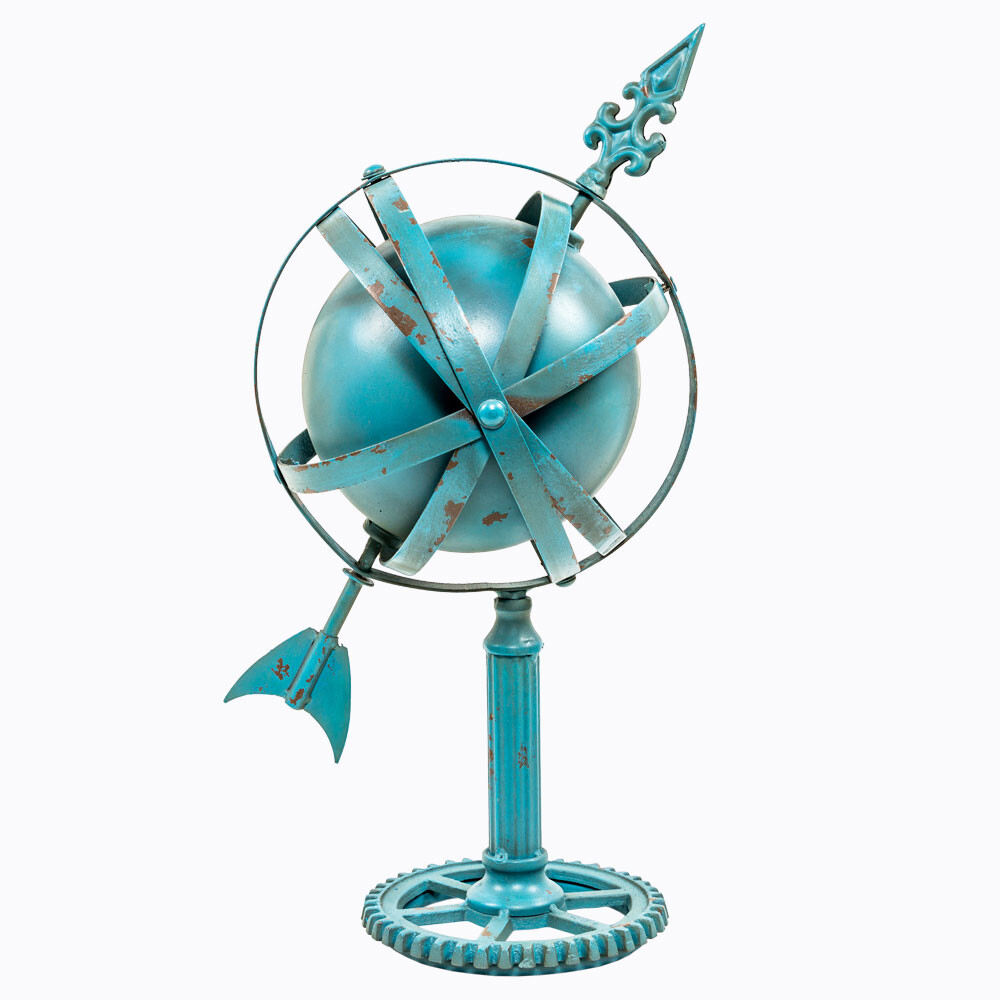 Статуэтка металлическая настольная 45х32 см голубая "Солнечные часы"