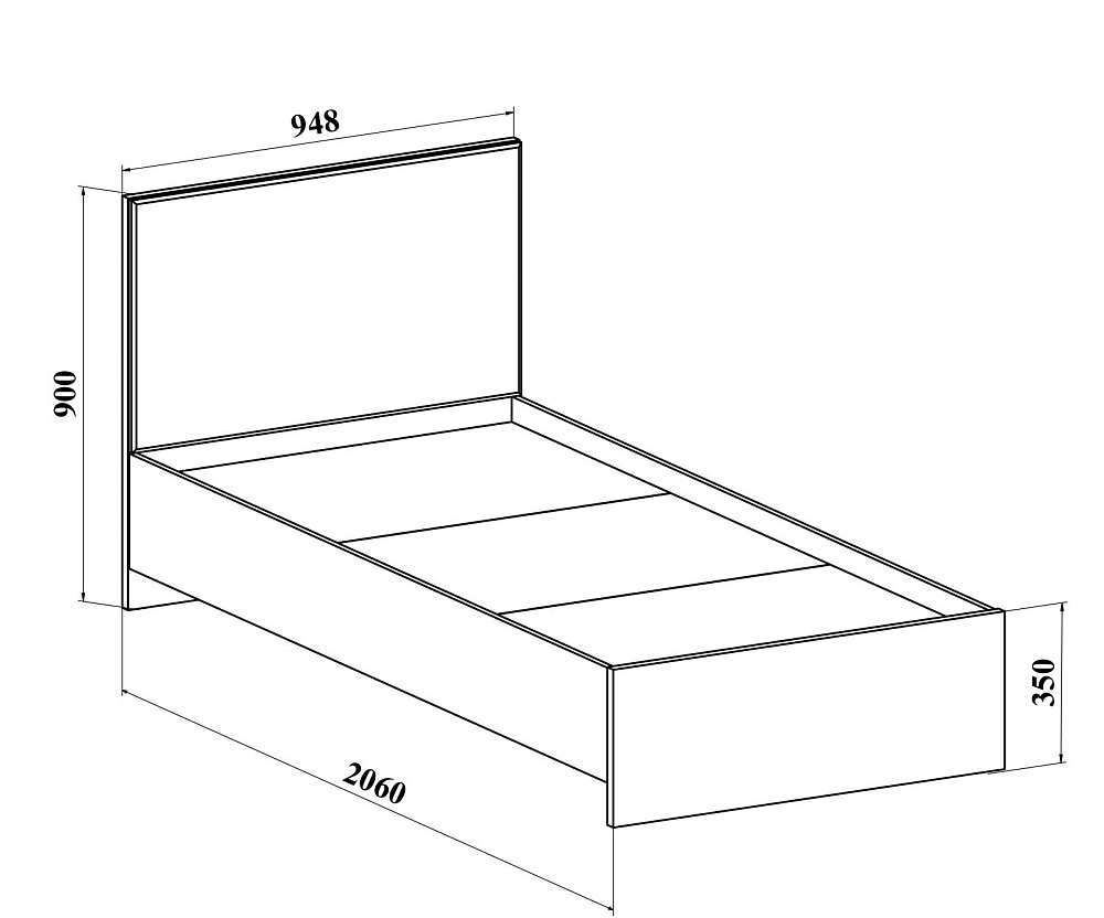 Чертеж односпальной кровати