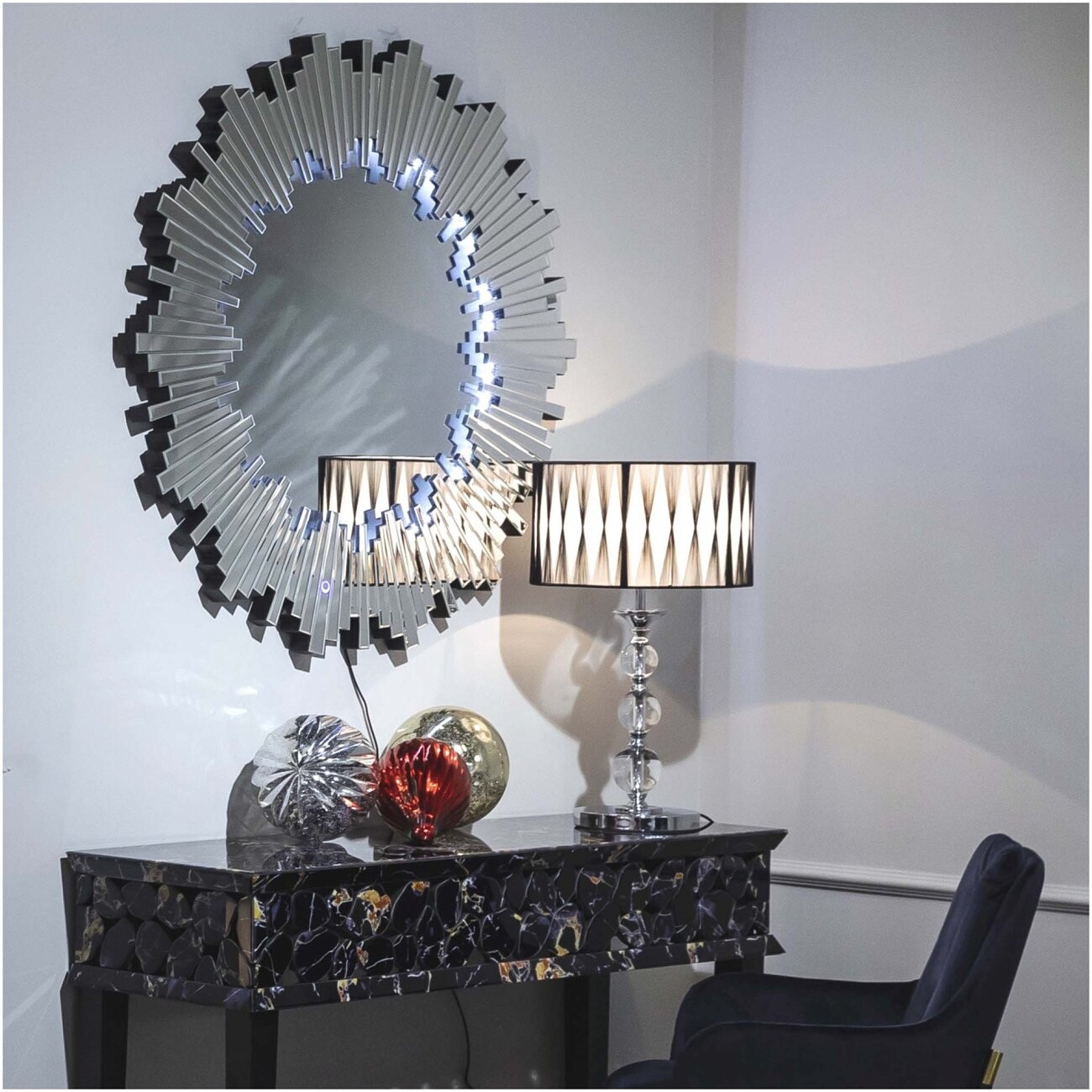 Зеркало-солнце серебряное 100см Kiruna - изображение 3