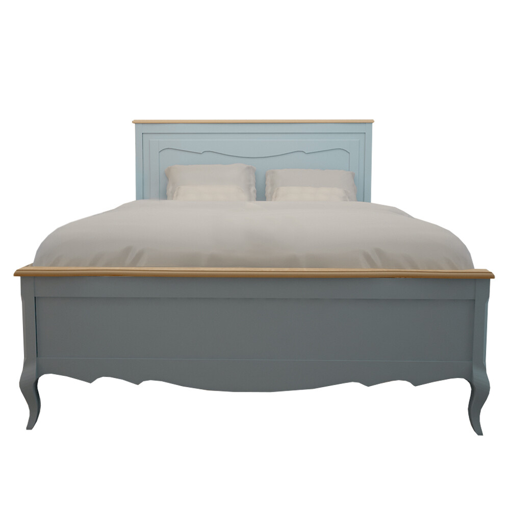 Кровать двуспальная деревянная 160х200 см голубая Leontina