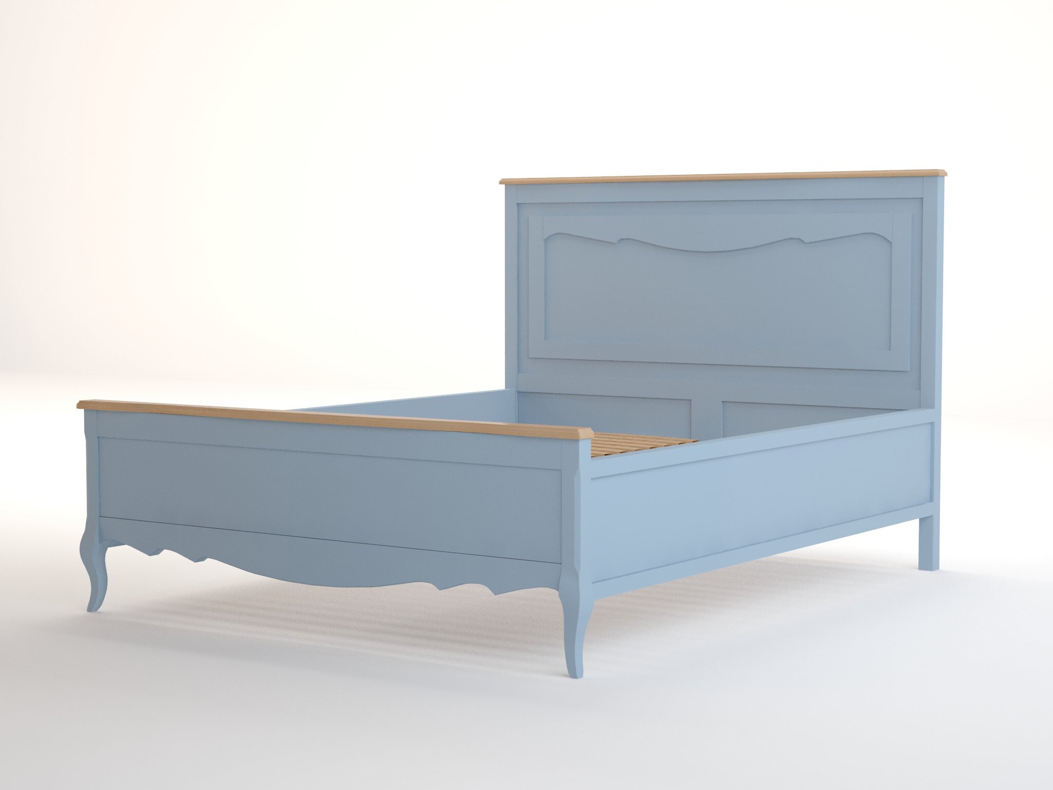 Кровать двуспальная деревянная 160х200 см голубая Leontina