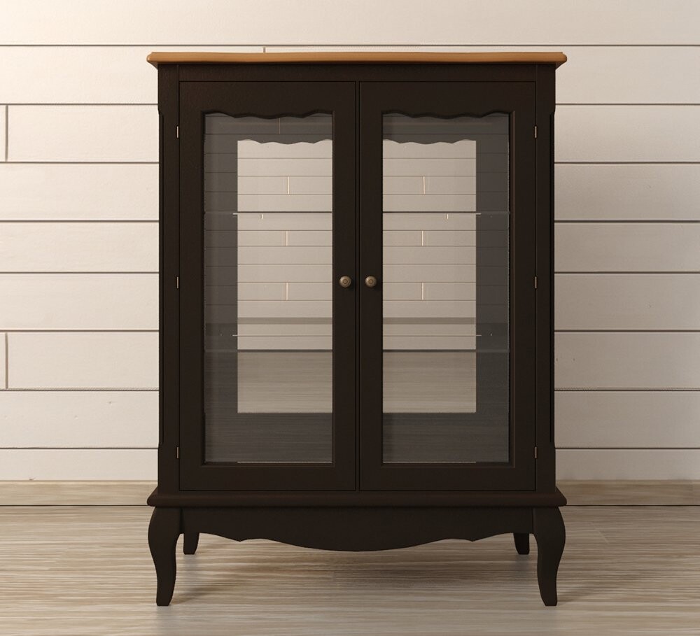Шкаф-витрина низкий со стеклянными дверцами черный Leontina Black
