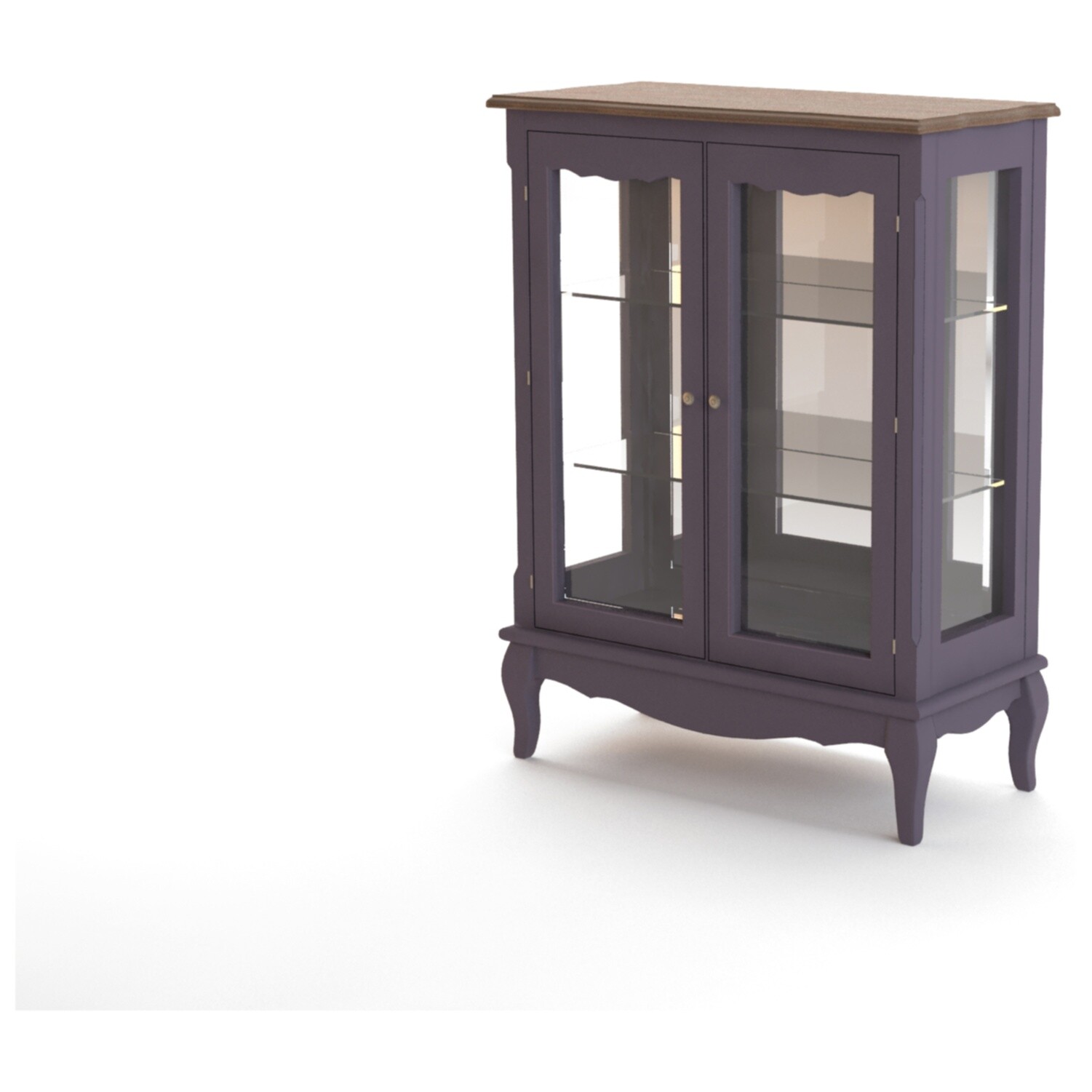 Шкаф-витрина низкий со стеклянными дверцами фиолетовый Leontina lavanda