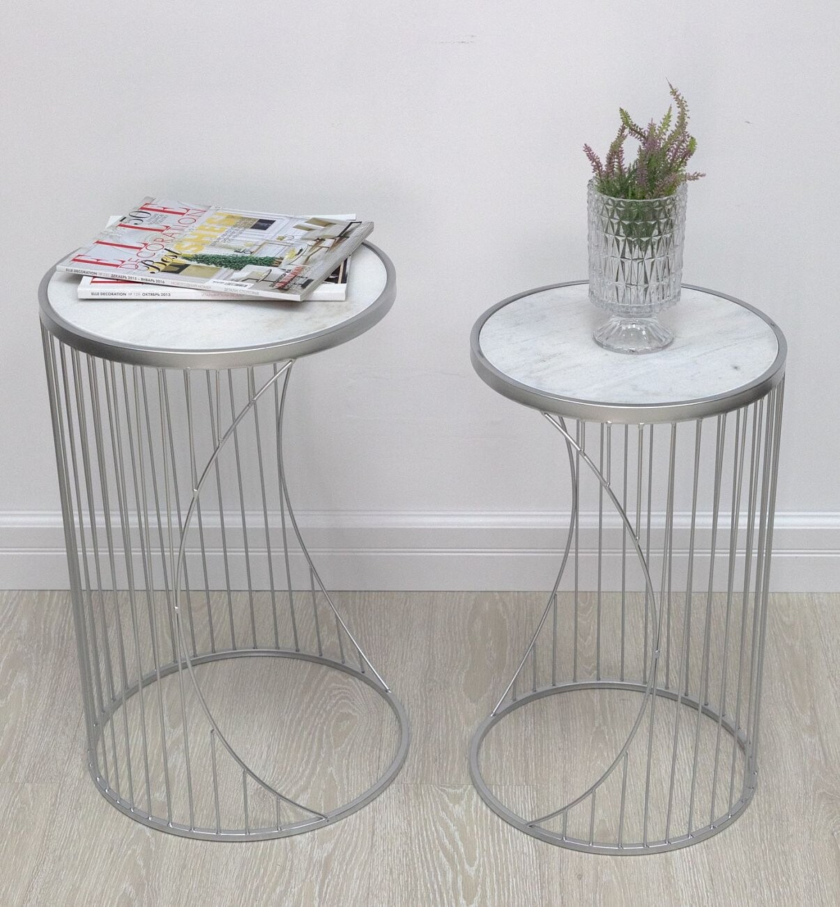 Столик журнальный круглый серебро 35х35х56 см - изображение 4