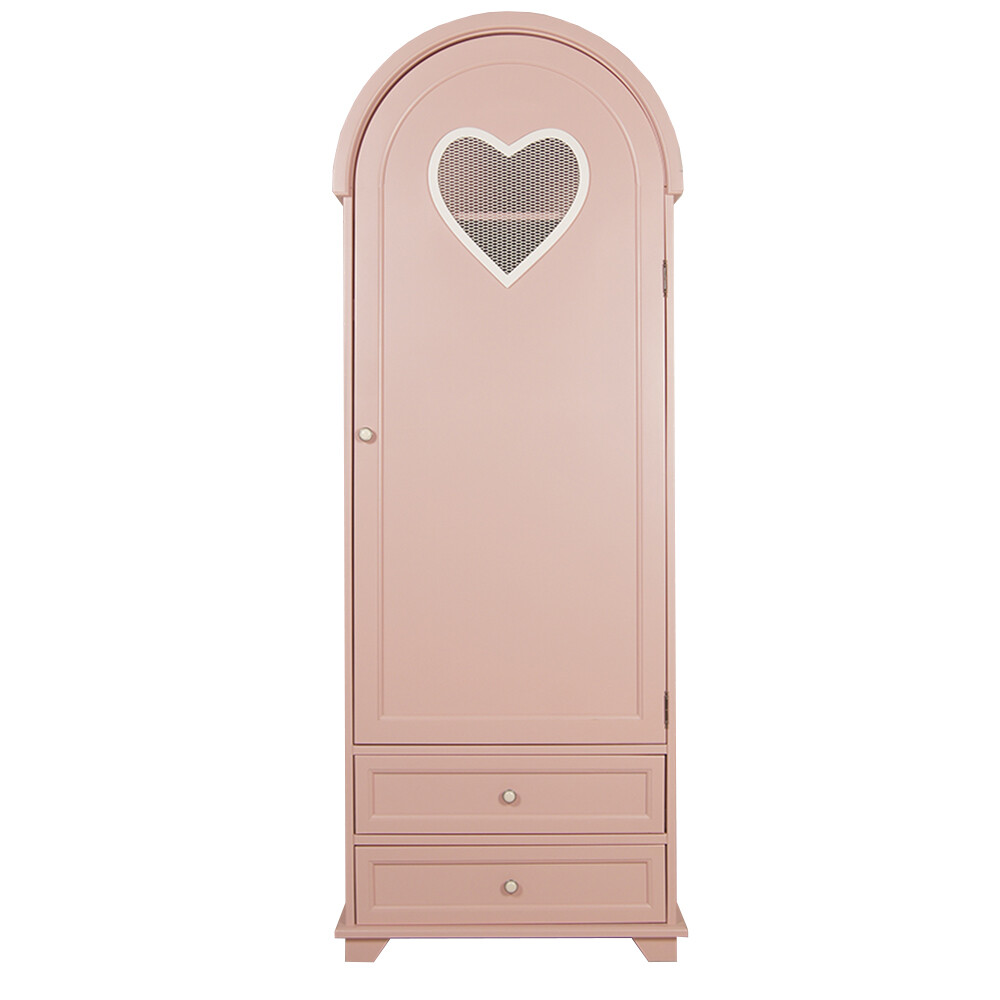 Шкаф платяной однодверный с ящиками розовый Adelina
