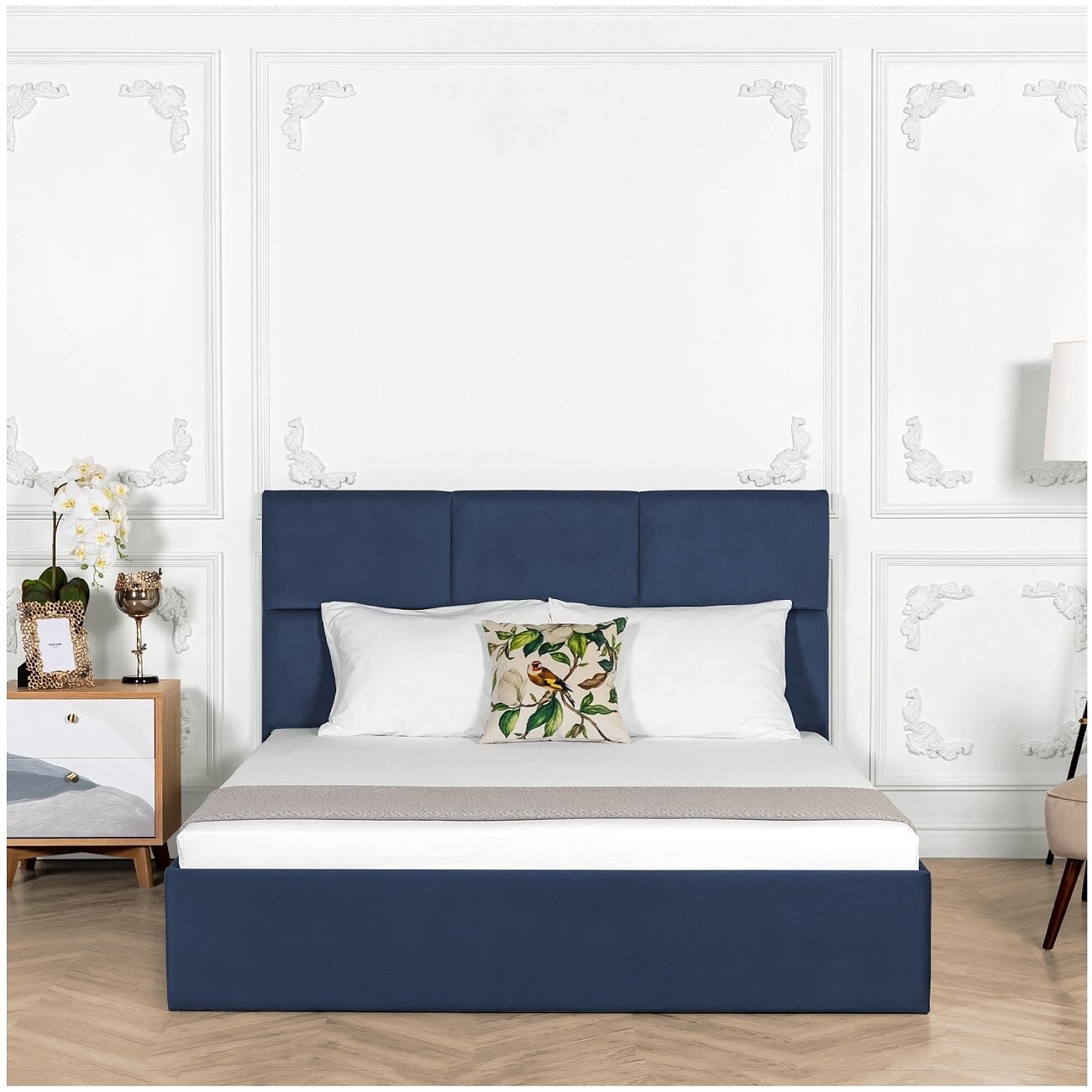 Кровать полутораспальная с подъемным механизмом и ящиком для белья 140х200 темно-синяя Токио - изображение 5