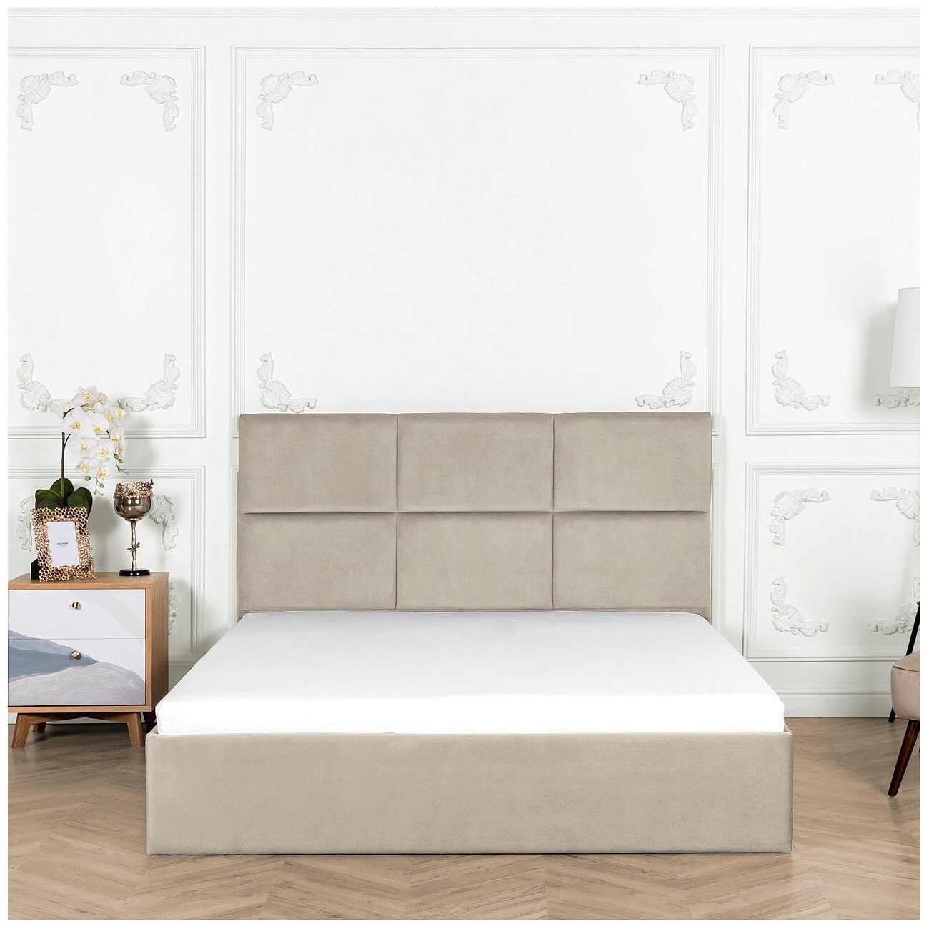 Кровать двуспальная с подъемным механизмом и ящиком для белья 160х200 бежевая Токио - изображение 7