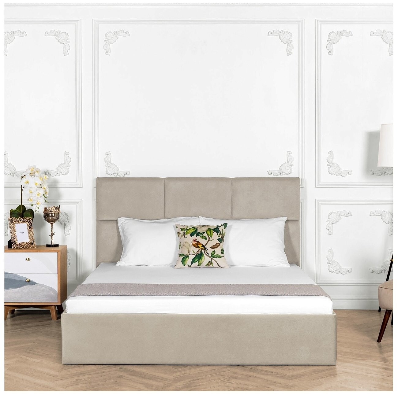 Кровать двуспальная с подъемным механизмом и ящиком для белья 180х200 бежевая Токио - изображение 5