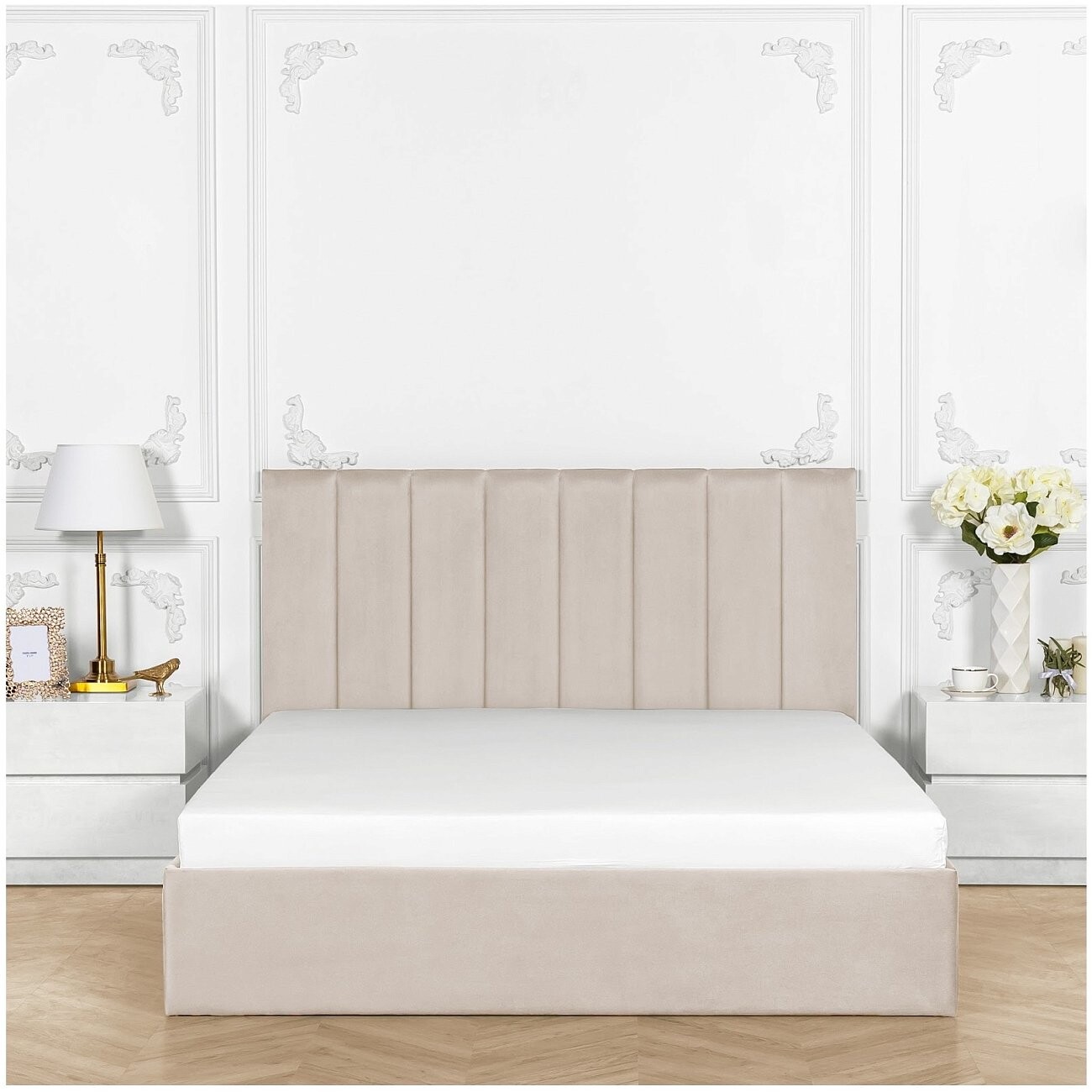 Кровать двуспальная с подъемным механизмом и ящиком для белья 180х200 кремовая Вега - изображение 7