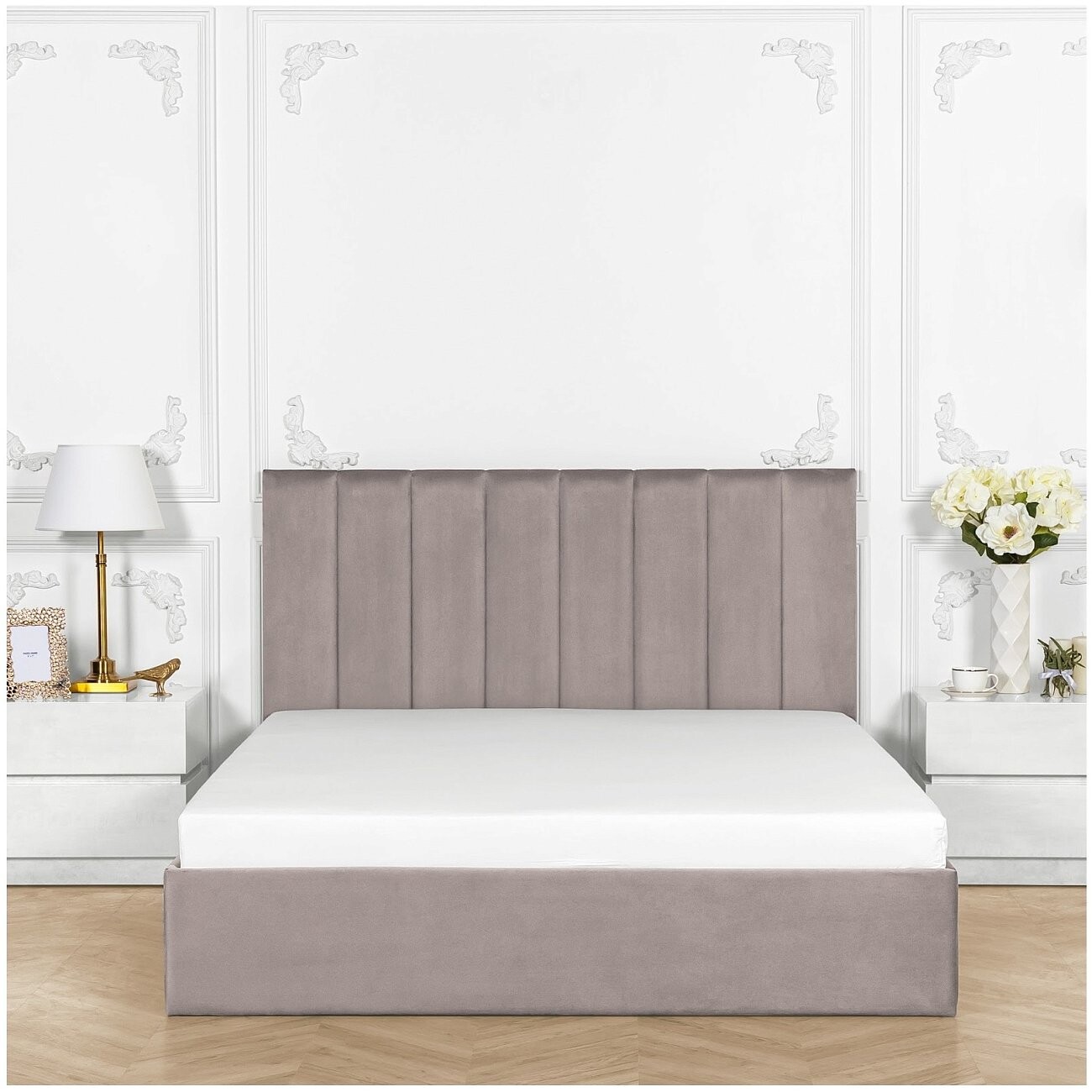 Кровать полутораспальная с подъемным механизмом и ящиком для белья 140х200 мокко Вега - изображение 7