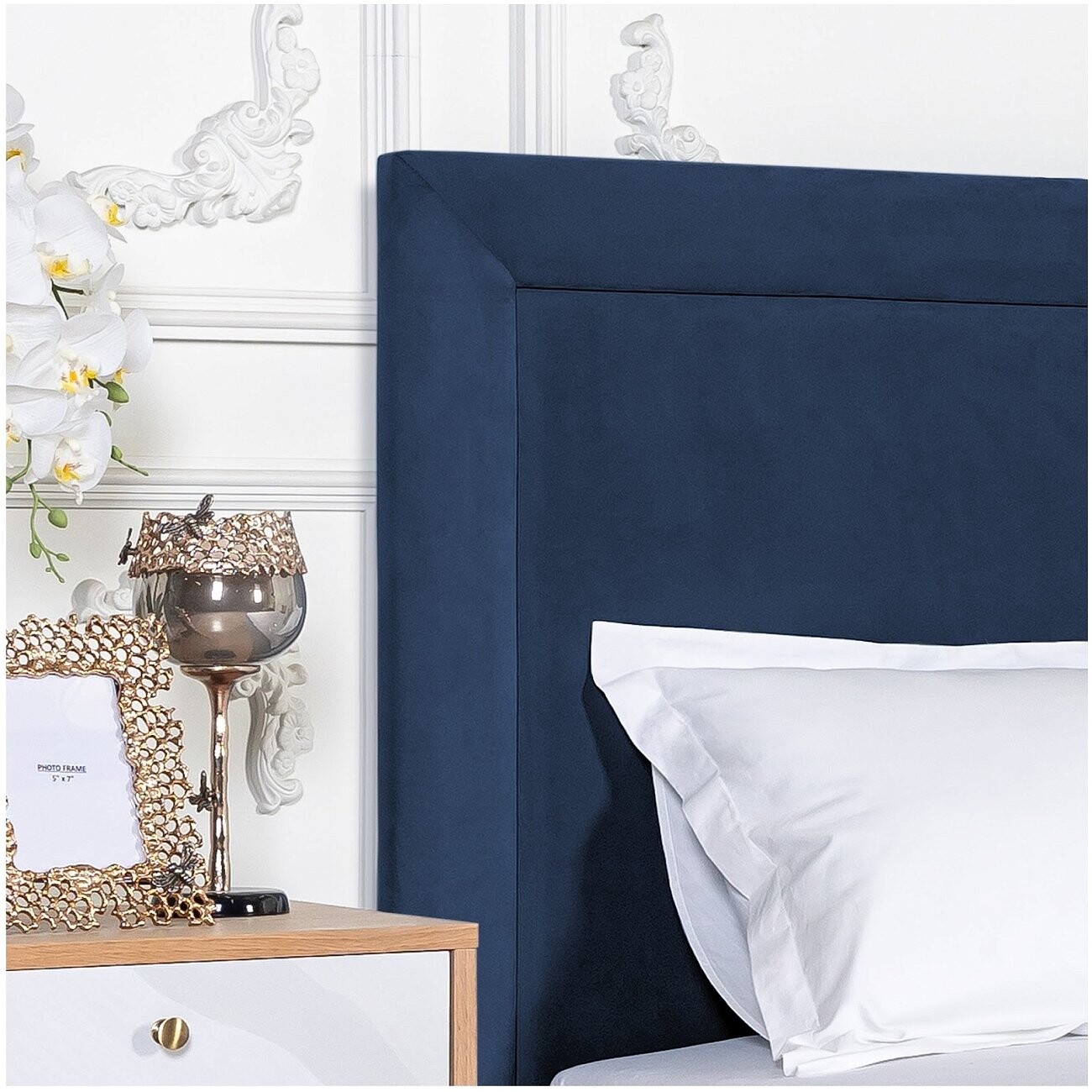 Кровать двуспальная с подъемным механизмом и ящиком для белья 160х200 темно-синяя Мелисса - изображение 4