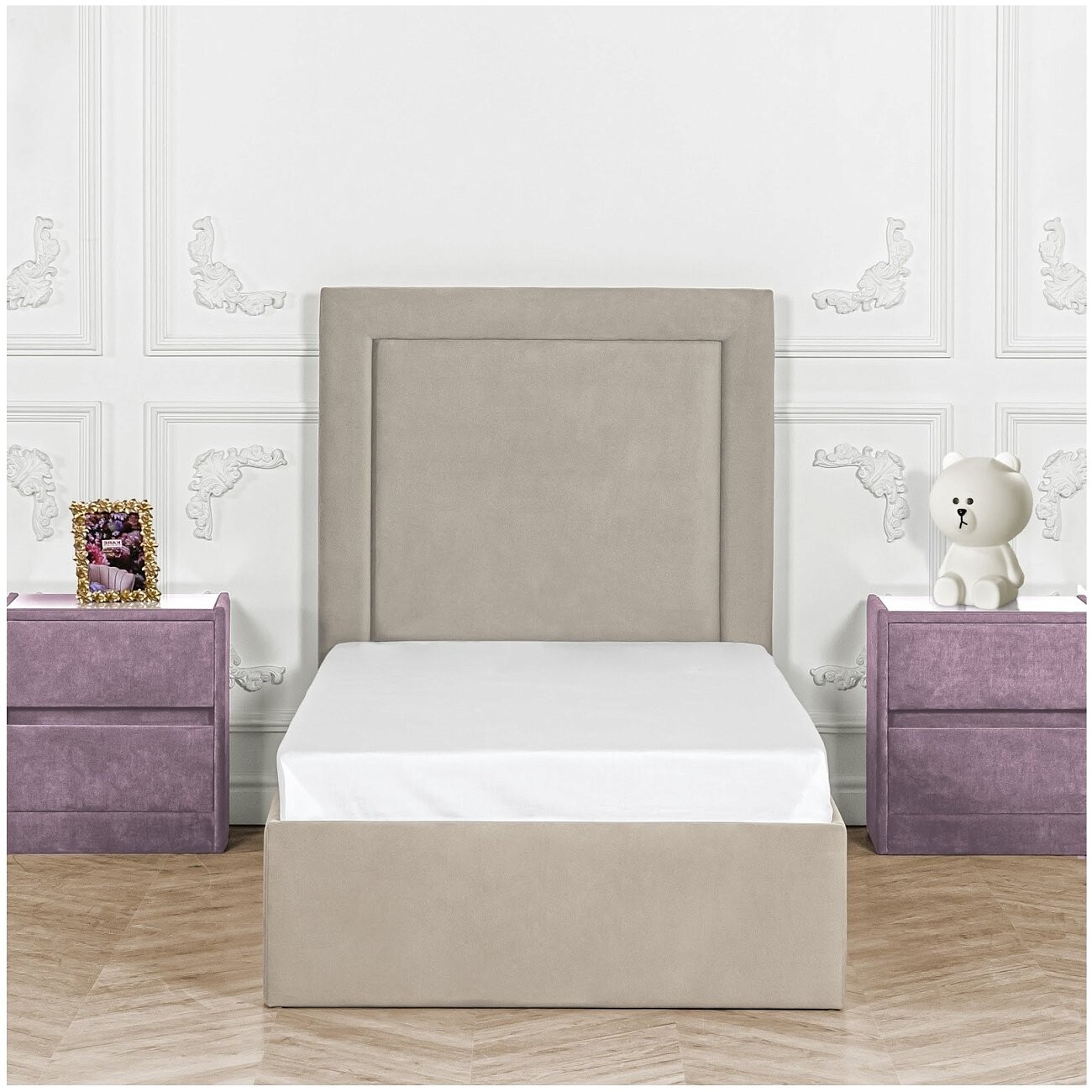 Кровать односпальная с подъемным механизмом и ящиком для белья 90х200 бежевая Мелисса - изображение 6