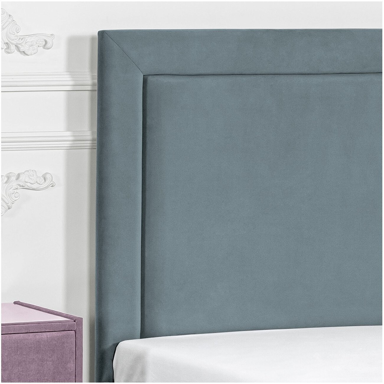 Кровать односпальная с подъемным механизмом и ящиком для белья 90х200 дымчато-голубая Мелисса - изображение 3