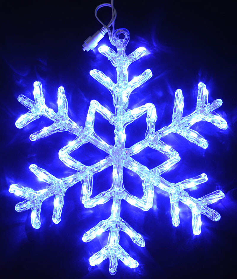 Светодиодная снежинка синяя 40см