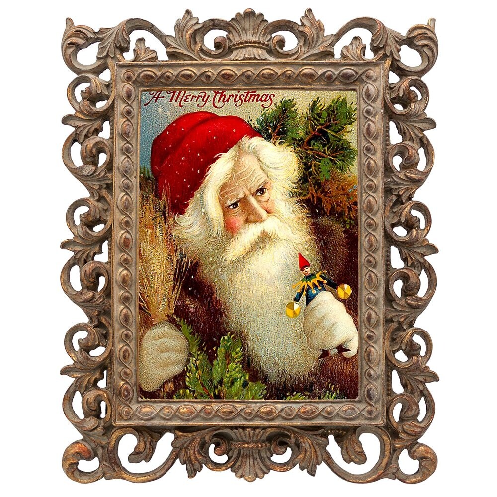 Репродукция старинной рождественской гравюры "Санта"