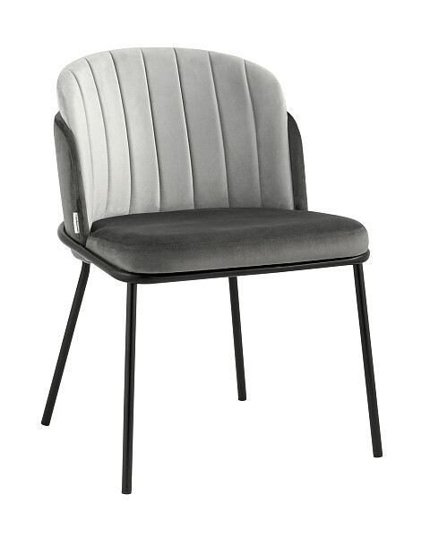 Стул мягкий со спинкой темно-серый, светло-серый "Дабл" - изображение 1