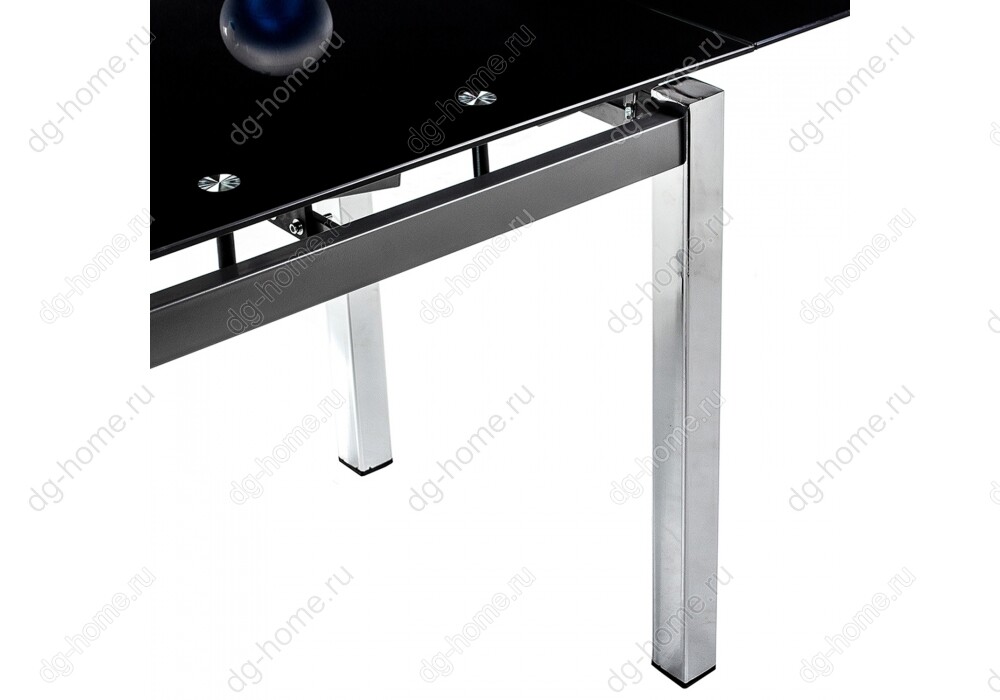 Обеденный стол раздвижной стеклянный черный 80-120 см Kvadro