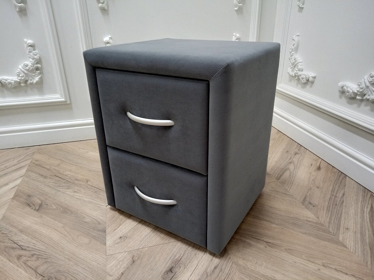 Прикроватная тумбочка с двумя ящиками темно-серая Эстетика Enigma - изображение 6