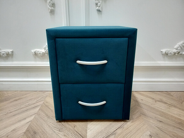 Прикроватная тумбочка с двумя ящиками бирюзовая Эстетика Velutto - изображение 1