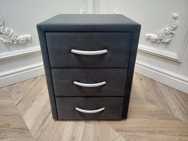 Прикроватная тумбочка с тремя ящиками темно-серая Эстетика Rivera - изображение 1