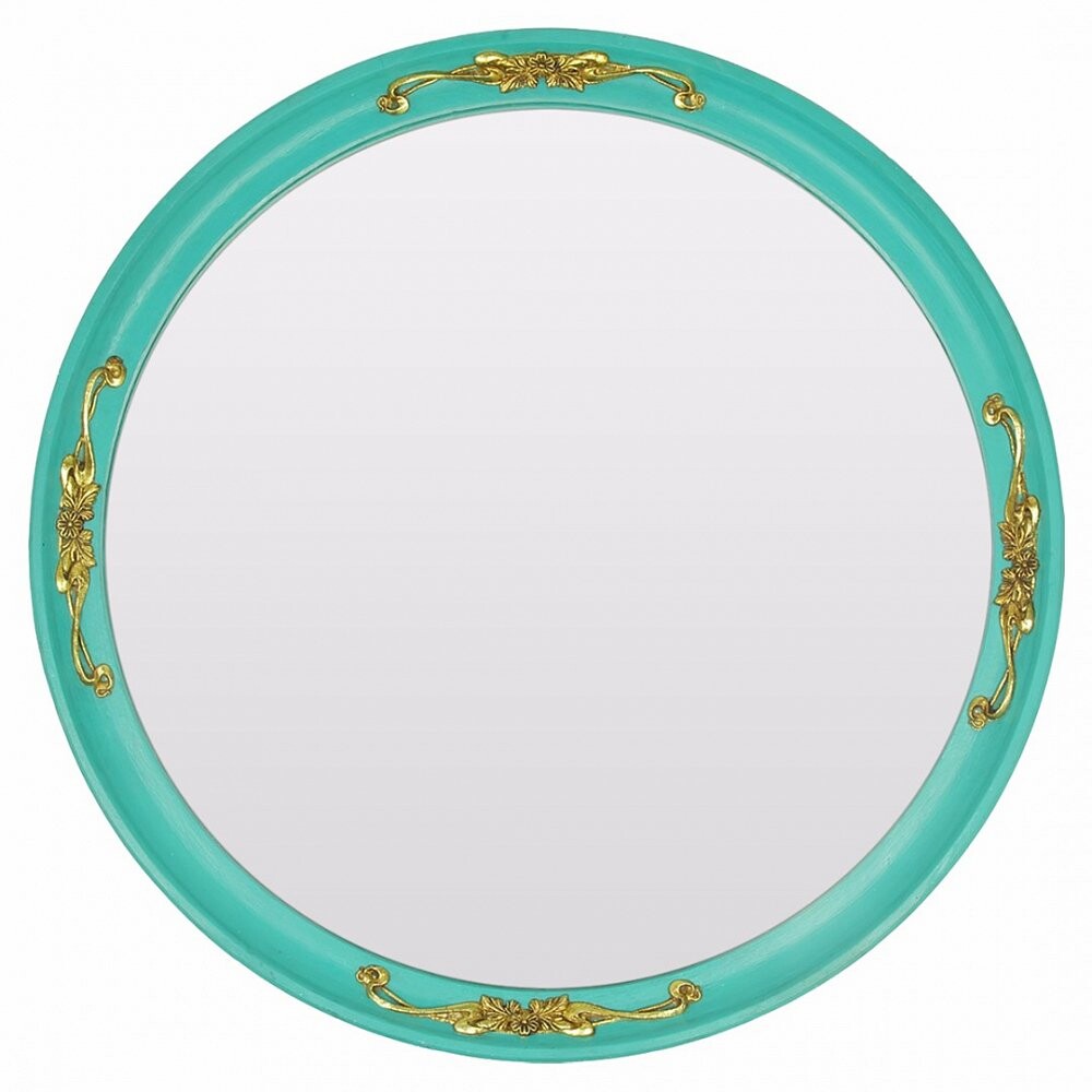 Зеркало круглое бирюзовое с золотым декором For the Princess