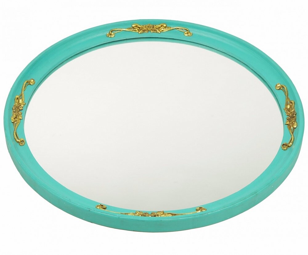 Зеркало круглое бирюзовое с золотым декором For the Princess