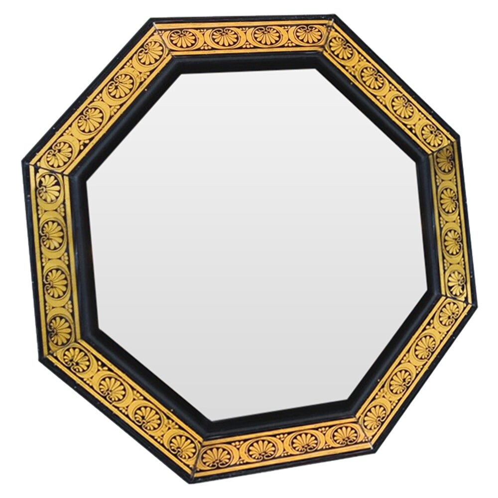 Караван зеркал. Зеркало в греческом стиле. Восьмиугольное зеркало в золотой раме. Зеркало настенное греческий стиль. Зеркало черно-золотое восьмиугольное в рамке.