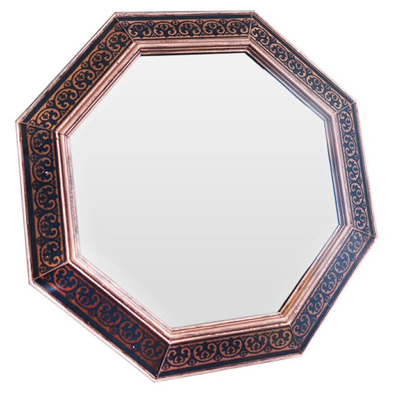 Зеркало восьмиугольное черное с медным принтом Appius