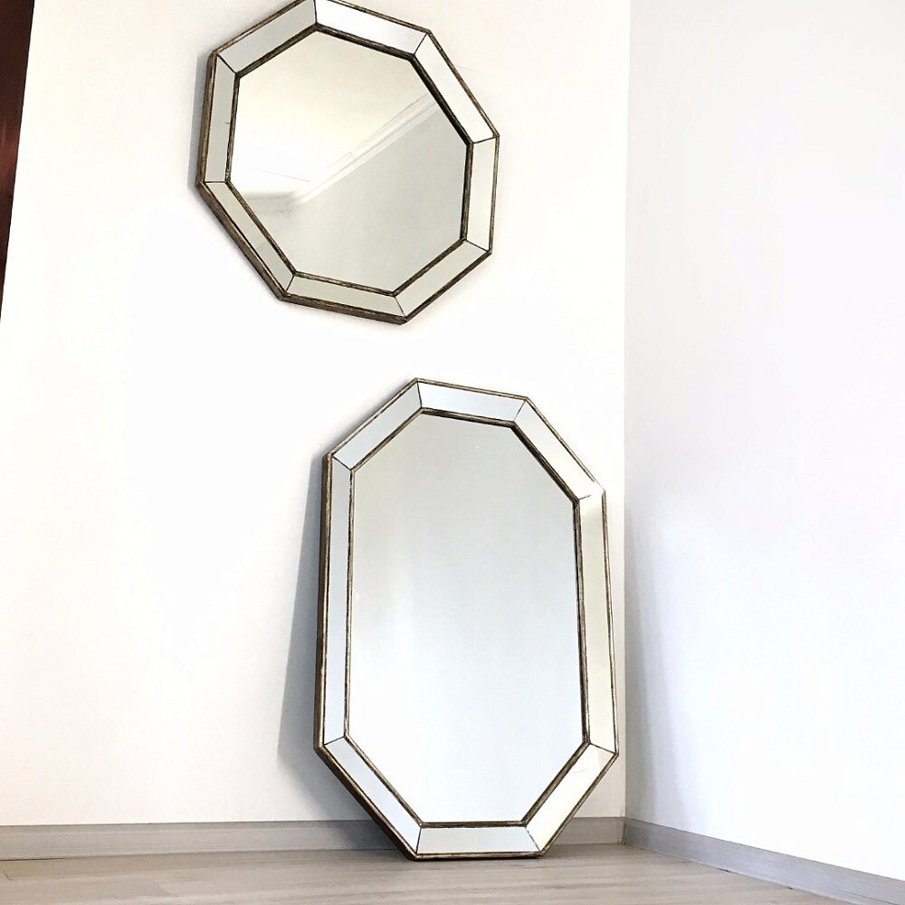 Зеркало венецианское восьмиугольное вытянутое в состаренной раме Ludovic base