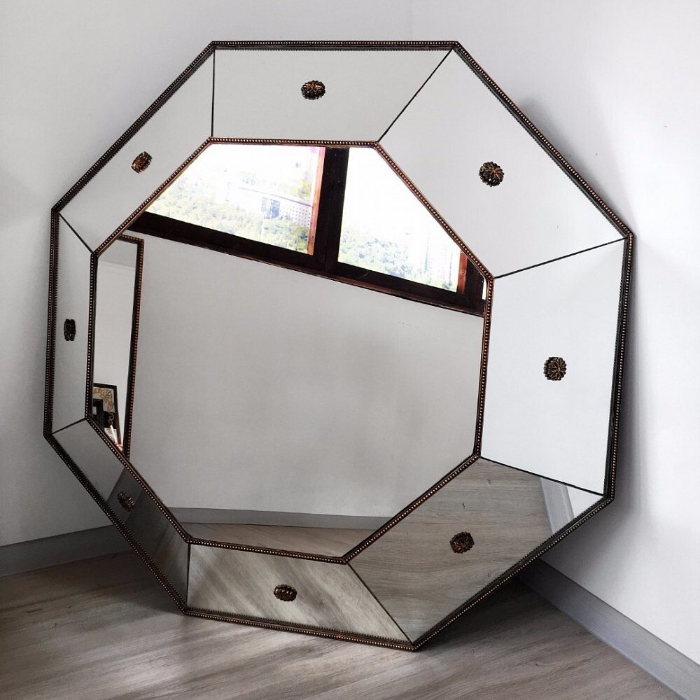 Зеркало венецианское восьмиугольное большое в раме с декором Michelle
