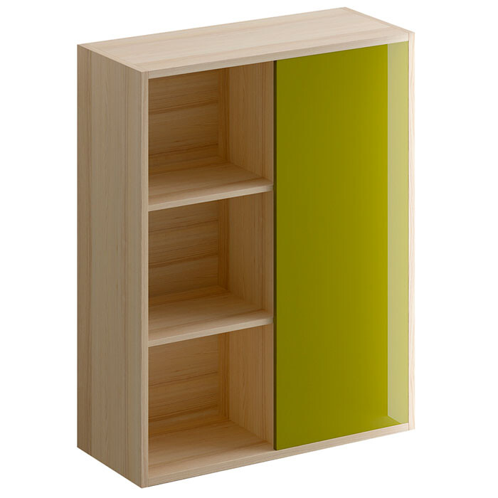Шкаф книжный с полками и дверцей оливковый Mix Plus
