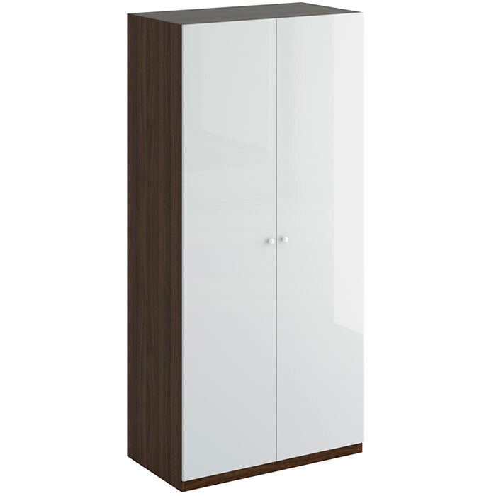Шкаф двухдверный коричневый с белым Uno