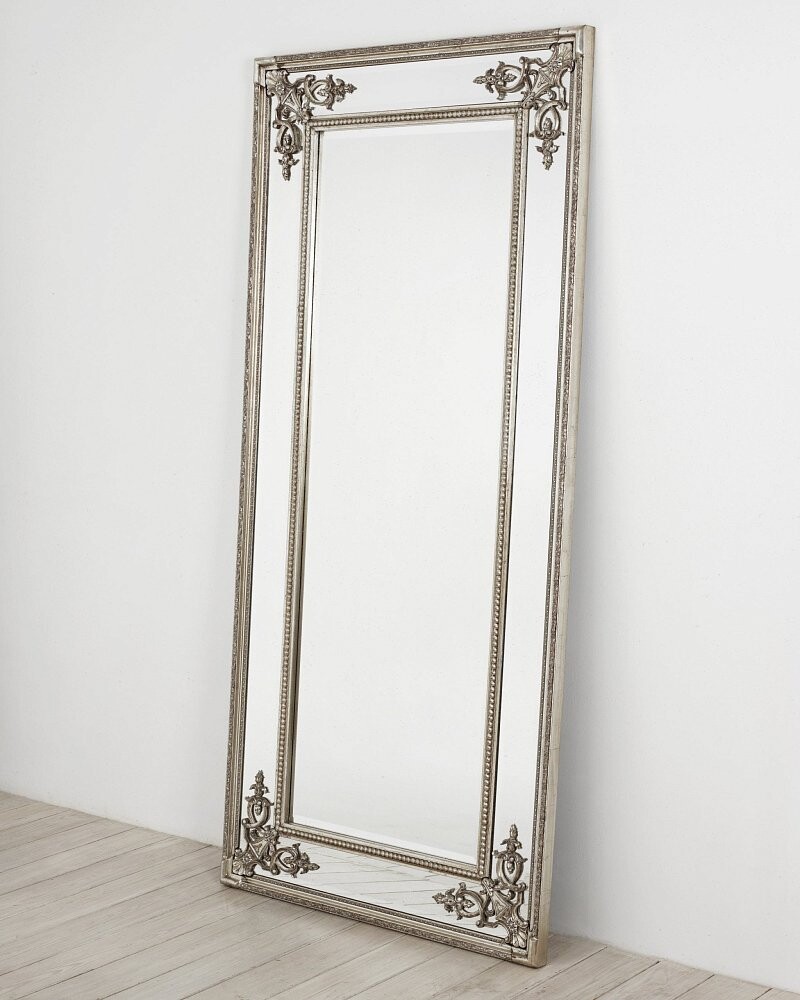 Зеркало напольное в полный рост в серебряной раме "Венето"