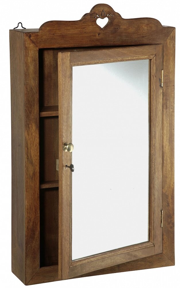 Шкаф навесной деревянный с зеркалом "Вощеное дерево"