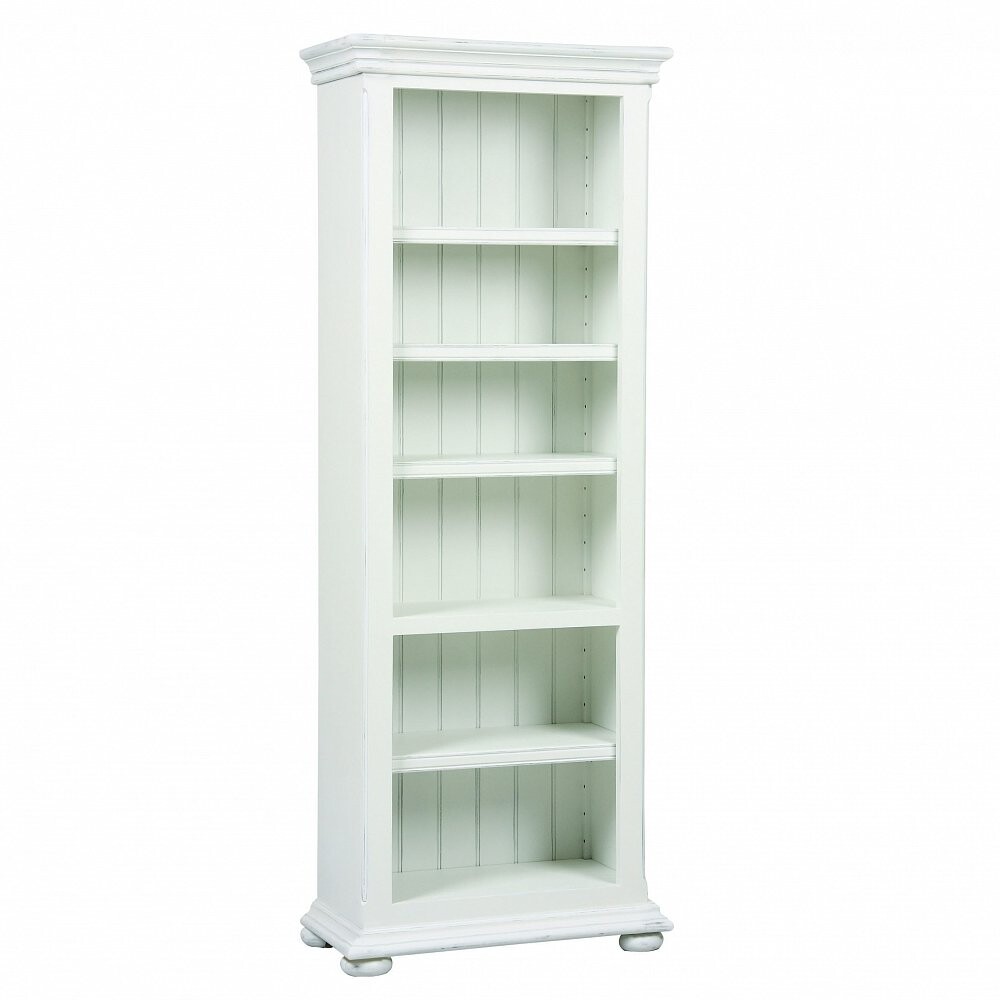 Книжный шкаф открытый узкий белый состаренный "Нордик"