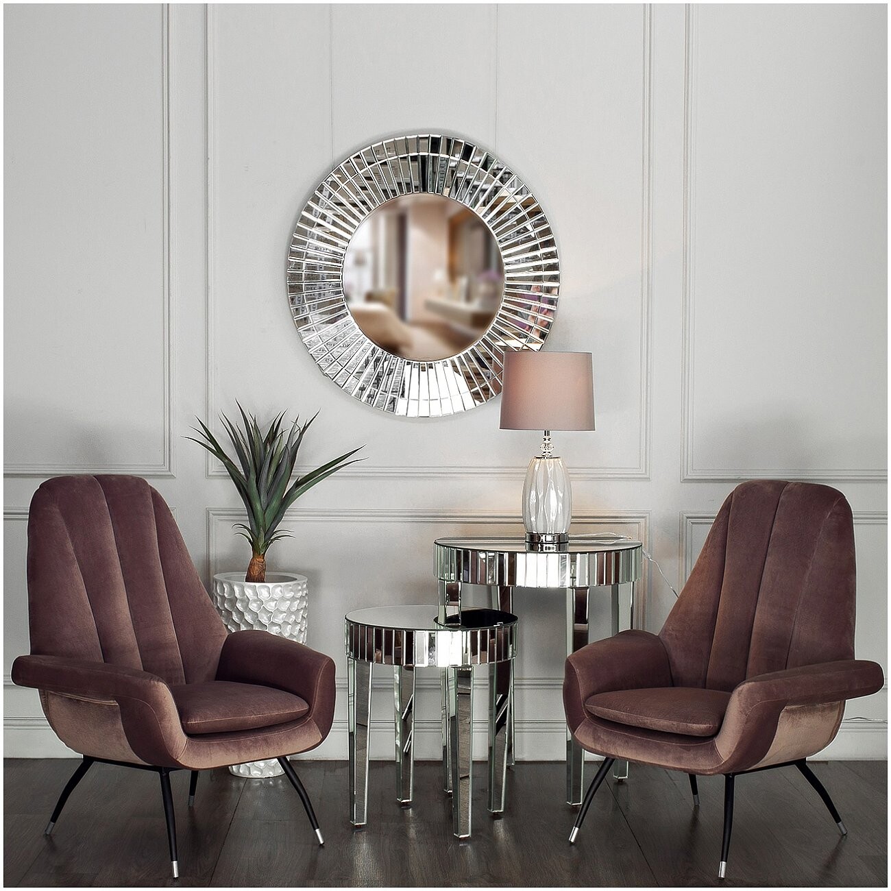 Приставной столик зеркальный круглый, 2 штуки - изображение 3