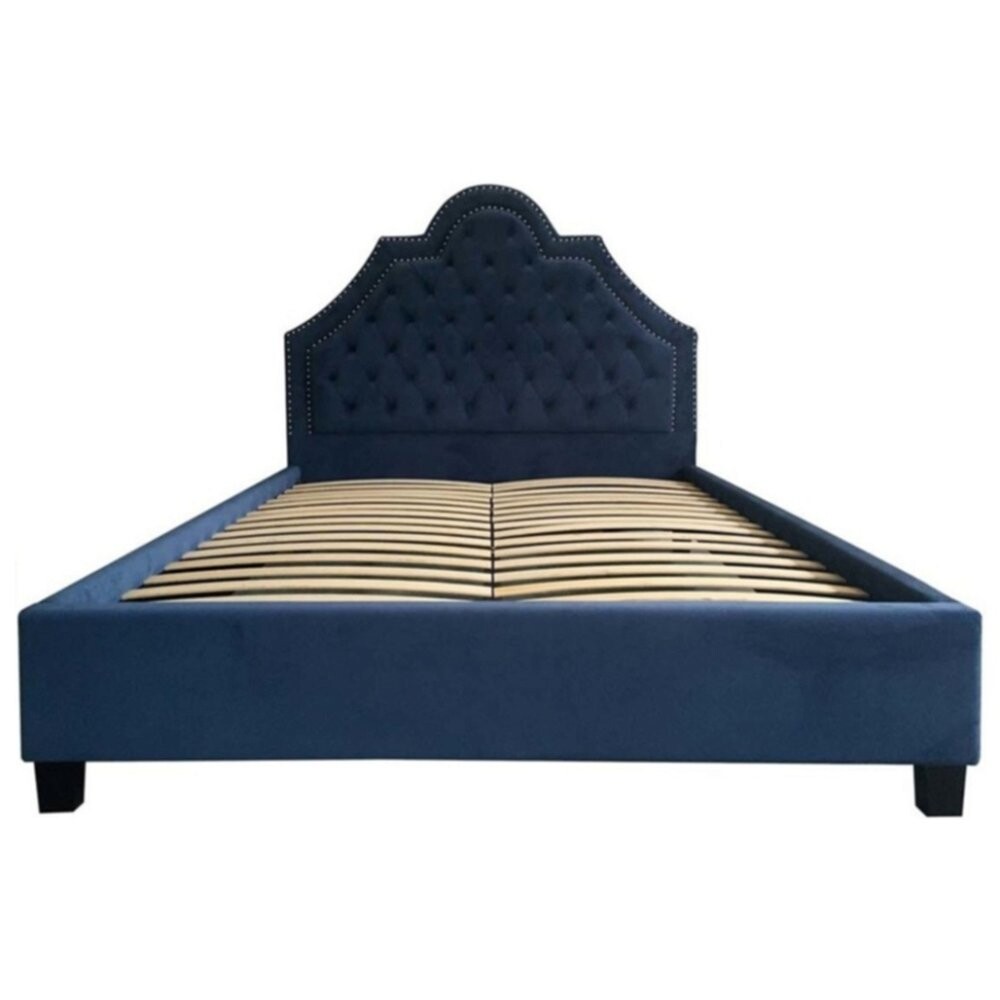 Кровать двуспальная с мягким изголовьем 160х200 см синяя Province