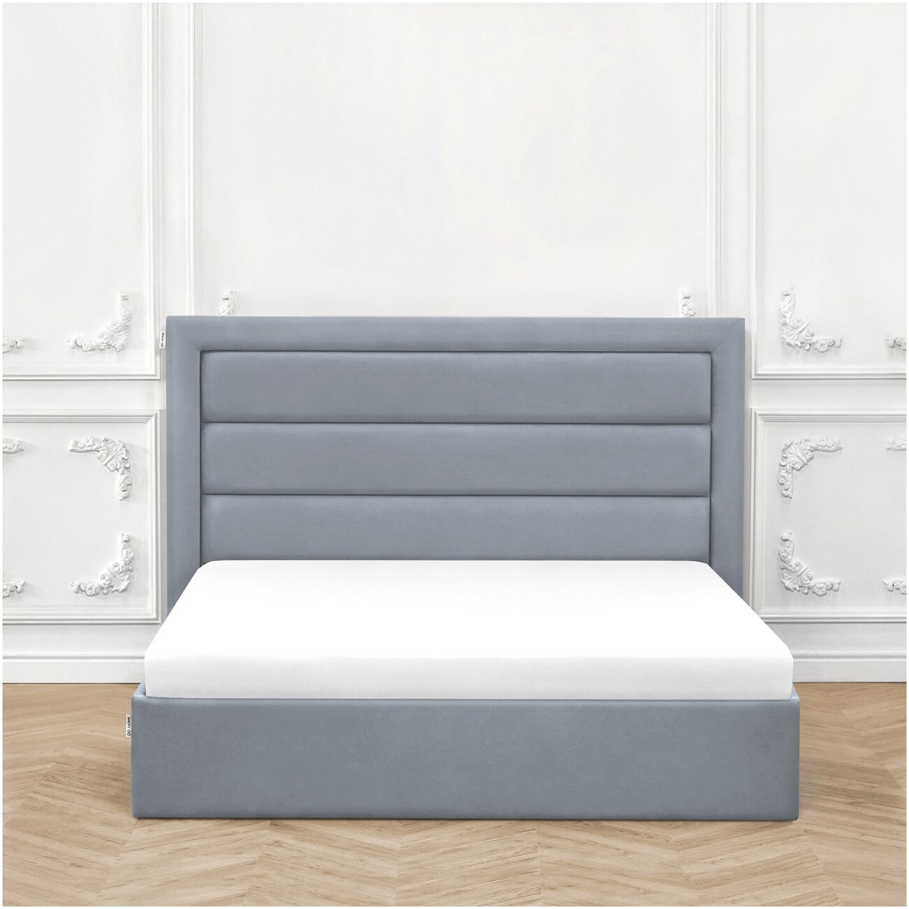 Кровать двуспальная с подъемным механизмом и ящиком для белья 160х200 серо-голубая Luna - изображение 8