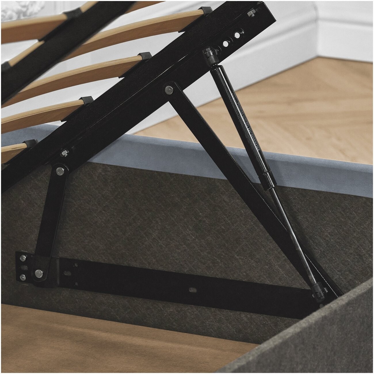 Кровать двуспальная с подъемным механизмом и ящиком для белья 160х200 серо-голубая Luna - изображение 9